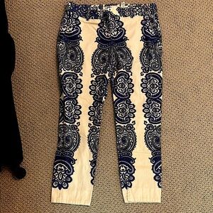 Zara paisley skinny cotton/span twill cigarette pants